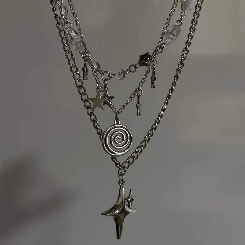 Layered Pendant Necklace Aesthetic - Collar con colgante de estrella de