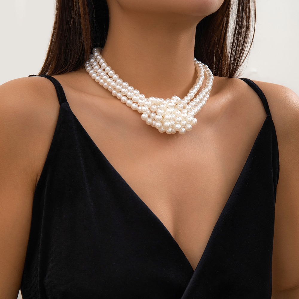Collar de Moda Retro con Cuent - Pearl Choker Necklace Vintage reseña y precio